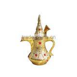 Novel Design Golend Teapot Shape Glass Perfume Bottle With Red Damond