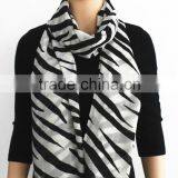 Zebra Pattern Printed Wool Scarf thumbnail-2