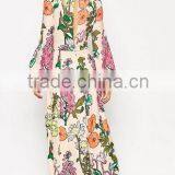 Newest Design Dress Floral Dress Botanical Keyhole Kaftan Maxi Dress Long Sleeve thumbnail-2