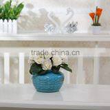 Hot Selling Nice Handmade Artificial Silk Flower Arrangementsin Blue Vase thumbnail-2