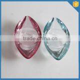 Small Boat Shape Spray Color Crystal Glass Candle Holder Tealight Holder