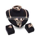 Wholesale Good Quality Wedding Jewelry Set Gold Metal Crystal Stone Knotted Necklace Earring Set 4PCS Jewelry Set For Women thumbnail-1