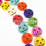1 String 15inch 25mm Vintage Mix Color Dyeing Turquoise Large Round Pumpkin Face Unique Halloween Beads 3010004 thumbnail-3