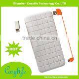 10000mAh Portable Cellphone Battery Charger Built-in Micro USB Cable Chocolate External Battery Power Bank thumbnail-1