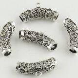 Hollow Oval Shape Long Tube Accessories 925 Silver Beads thumbnail-1