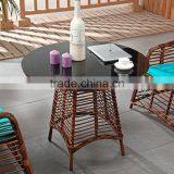 Brown Color Poly Rattan Garden Furniture Set 1 Table 4 Chairs thumbnail-5