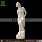 High Quality White Marble Nude Bathing Woman Statue thumbnail-1