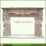 Beige Travertine Fireplace thumbnail-1