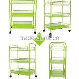 Metal Mesh Trolly Organizer Shelves Handle Portable Storage Rack thumbnail-2