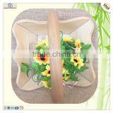 Hand Carved Large Arched Handle Wood Flower Basket thumbnail-6