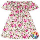 Toddler Girls Boutique Off Shoulder One Piece Dress Floral Remake Kids Pearl Dress