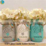Mason Jar Glasses Glass Candle Jars With Gold Rhinestones thumbnail-1