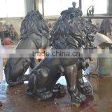 Animal Metal Bronze Lost Casting Wax Sitting Lion Statue for Garden thumbnail-4
