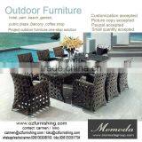9026 Sandra Rattan Lounge Furniture China Anti-skidding Outdoor Hotel Dining Table and Chair Set thumbnail-1