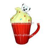 Ceramic Cupcake Mug With Lid, Dog thumbnail-1