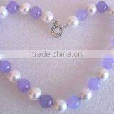 12mm Shell Pearls & Jade Necklace thumbnail-1