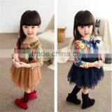 2015 New Autumn Girls Clothes Long Sleeve Flower Print Girl Dress For Party Wedding Children Kids Girl Floral Dress For School thumbnail-1
