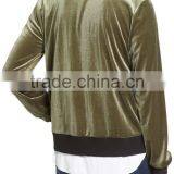 Women Winter Spring Fashion Clothing Wholesale Custom Logo Lightweight Jacket Stylish Baseball Green Velvet Bomber Jacket thumbnail-2