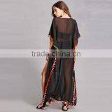2017 Latest V Neckling Lace Up Short Dolman Sleeves Summer Dress Kaftan HSm9123 thumbnail-2