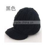2015 Autumn Curved Bill Snapback Hats With Knitting ,knitted Cap for Girl Colorful thumbnail-3
