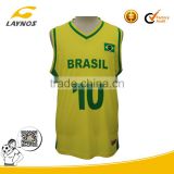 custom printed yellow brasil basketball jersey