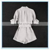 Hot Sales Half Sleeves Linen Formal Tailored Romper Jumpsuit For Women thumbnail-2