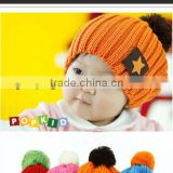 Fashion Eco-friendly Organic Milk Cotton Handmade Knit Baby Newsboy Hats, handmade crochet baby Hat w Star Pattern
