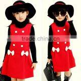 2016 New Girls in Autumn Child Bow Double Breasted Princess Dress Skirts Children A Word Skirt thumbnail-2