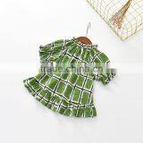 S33567W Baby Kids Little Girls Tops Short Sleeve Shirts Blouse Ruffle Plaid Cotton Shirts thumbnail-5