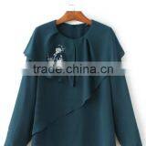 Runwaylover EY2373B Europe Style 2017 Ladies Fashion Falbala Embroidery Blouse thumbnail-5