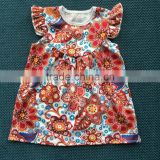 XF-039 Toddler Baby Girls flutter sleeve Summer Floral Printed flutter sleeve dress Children's boutique dresses