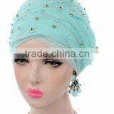 New Pearl Gypsophila Net Headdress Hooded Hat Long Tail Hat Hat Muslim Hat thumbnail-1