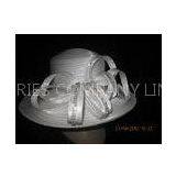 Custom Comfortable Ladies White Church Hats , Women Church Hat Squared Crown thumbnail-1