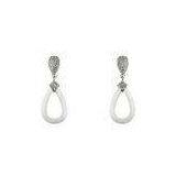 White Teardrop Ceramic Earrings With 925 Sterling Silver , Pear Shape CSE0545 thumbnail-1