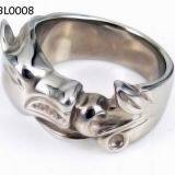 High Polished Solid 316L Stainless Steel Ring Engagement Charm thumbnail-1