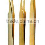 Gold Plated Eyelash Extension Tweezers Set/ Quality Inox Eyelashes Tweezers