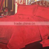 4 pieces plain dyed silk cotton satin jacquard embroidery bed sheet set