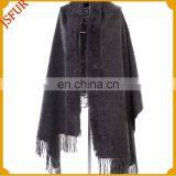 Brand New Design Rabbit Fur Trim Wool Knitted Warm Super Winter Shawl thumbnail-3