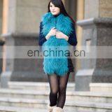 Long Hair Tibet Mongolian Lamb Fur Scarf Red Shawl for Women thumbnail-3