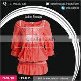 Widely Selling Cotton Material Ruffle Blouse Tops Women thumbnail-5