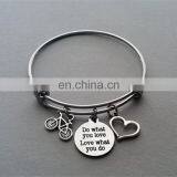 Wholesale Custom Do What You Love Love What You Do Stainless Steel Charm Bracelet