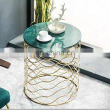 Cheap Living Room Gold Base Round Marble Top Modern Metal Gold Round Coffee Table Set thumbnail-4