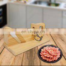 Bamboo Sausage Cutter Slicer Durable Rubber Tree Wood With Stainless Steel Blade thumbnail-3