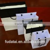 FDT customized different sizes white and black wood-free shopping paper bag for clothes