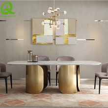 Event Luxury Gold Frame Marble Top Event Dining Table Set For Banquet Wedding Decoration thumbnail-1