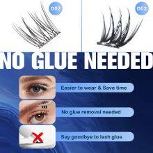DIY Full Strip Eyelashes Individual Cluster Self-Adhesive Press Lashes No Glue Required Light Blue D-02 thumbnail-4