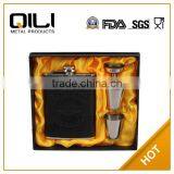 7oz Leather Wrapped Stainless Steel Diy Hip Flask Gifts Set