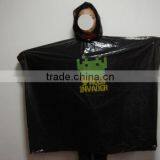 Emergency Hooded Rain Poncho Disposable Black thumbnail-1