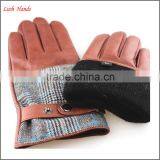 2015 Men's Fashion Nappa Sheep Plover Case Cloth Leather Gloves thumbnail-3