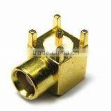 MCX R/A Type RF Connector for PCB Mount With Gold-plated Finish